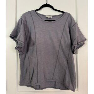 Luukse Dark Gray Seam-Detail Ruffle Short Sleeve Top - women's size xlarge